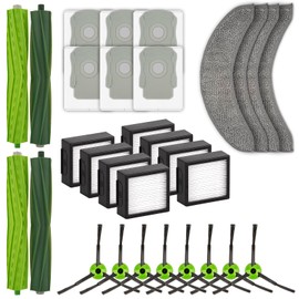 (30 Pack) Combo j7+ Replacement Parts Accessories for iRobot Roomba Combo j7+, Combo j9+, Combo 10 Max Robot Vacuum, 2 Sets Roller Brush, 4 Mop Pads, 8 HEPA Filters, 6 Dust Bags, 8 Side Brushes