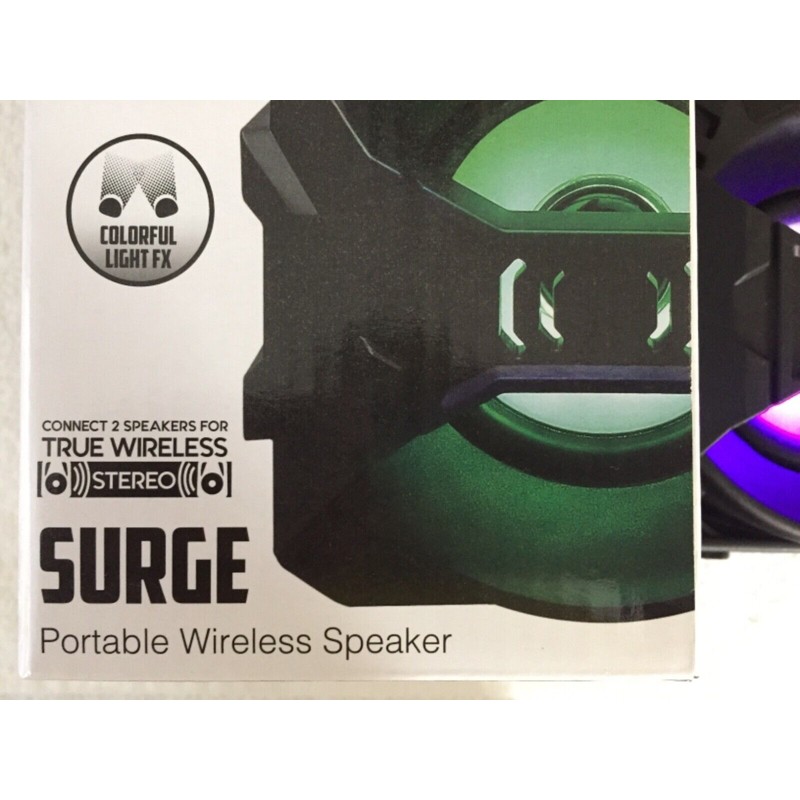 2Boom SURGE Bluetooth Portable Wireless Speaker Colorful Light FX 2BOOM
