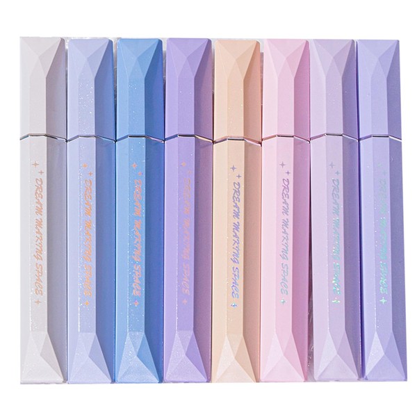 8pcs Glitter Pastel Highlighters, Chisel Tip Aesthetic Highlighters, Metallic Highlighters