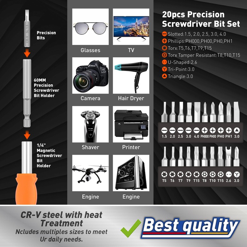 Amartisan 258-Piece Ultimate Screwdriver Bit Set, Chrome Vanadium Steel Driver