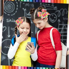 HIFANMM Back to School Hair Clip Big Bow Hair Accessories for Girls Cute Cartoon School Bus Hairpins Crayon Pen Bow Alligator Hair Barrettes for School Opens Season Students Outfit Decor