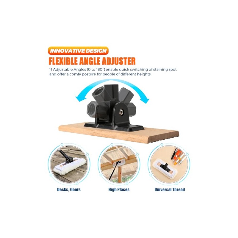 4 Pack 10 Inch Lambswool Applicator Kit, 180° Adjustable Lambskin