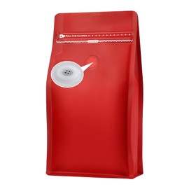 REMTAP Coffee Bags with Valve(100pcs,12oz) Red High Barrier Aluminumed Foil Flat Bottom Standing Coffee Beans Storage Bags,Reusable Heat Sealable Side Zipper Pouches for Home or Store