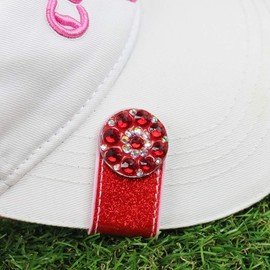 GOLTERS Bling Golf Ball Marker with Golf Hat Clip (Red)