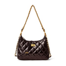 MUHUASHI Quilted Shoulder Bag for Women Designer Crescent Hobo Purse with Chunky Chain Shoulder Strap
