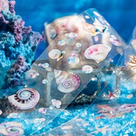 3 Rolls PET Washi Tape Set, Scrapbook Accessories, Pre-Cut Tape for Sea, Oceans, Scrapbook Stickers for Scrapbooking, Seasons, Journaling, Bullet Journal, DIY Crafts, Gift Wrapping (Deep Glimmer 1)