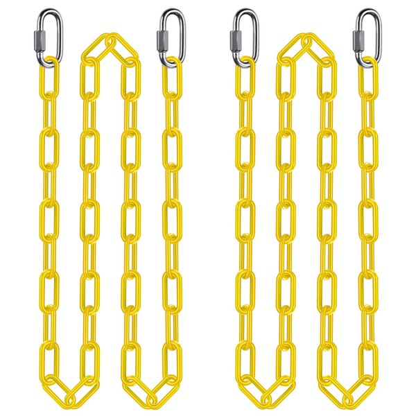 2Pcs 100" Coated Swing Chain with Carabiners 1000 LBs Capacity