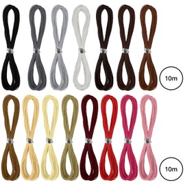 Handi Stitch Pack of 30 Waxed Cord Tear-Resistant Polyester Yarn 1 mm Colourful Wax Yarn Set 10 m - Tear-Resistant Yarn for Making Anklets & Necklaces, Macrame Bracelets, Plant Hangers