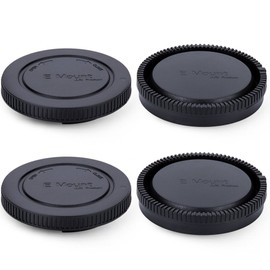 JJC Housing Cap + Rear Lens Cap for Sony E Mount Mirrorless Cameras & Sony E Mount Lens (2 Sets)