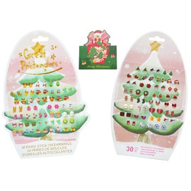 koutey Christmas Stick On Earrings for Little Girls 4-6 - Girls and Toddlers Christmas Sticker Earrings Self-Adhesive Craft Gem Jewelry Stickers, Christmas New Year Gift for Kids and Girls