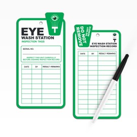 Eye Wash Station Inspection Tags 25 Pack, RP-Plastic Eyewash Inspection Tags, Legend "Eye Wash Station", Yearly Monthly Inspection Record Tags for Eye Wash Station, OSHA Eye Wash Tags