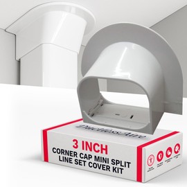 DuctlessAire Mini Split Line Set Cover - Lineset Covers for Mini Split Condenser, Central Air Systems, HVAC, Heat Pumps and More - AC Unit Cord Protector - Air Conditioner Accessories (3" Corner Cap)