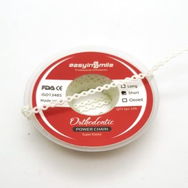 SNAWOP Dental Orthodontic Power Chain Multicolor Spool Elastic Rubber Bands for Teeth Braces (Short, White)