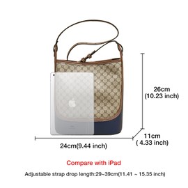 FOXLOVER Bucket Bags for Women Designer Shoulder Bag Crossbody Purse with Adjustable Strap(Brown and Blue)