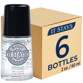 ABSOLUTE SUPPORT It Stays Roll On Body Adhesive Applicator Mask Glue, 2 fl oz - Made in USA - 6 Pack