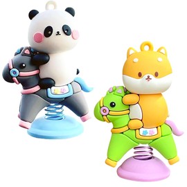 YEIUZPT Panda Figure Ornaments, Cute Car Interior Decorations, Shiba Inu Car Interior Dashboard Spring Shaking Head Doll Funny Animal Creative Ornaments for Car Interior Home Office Desk Decor