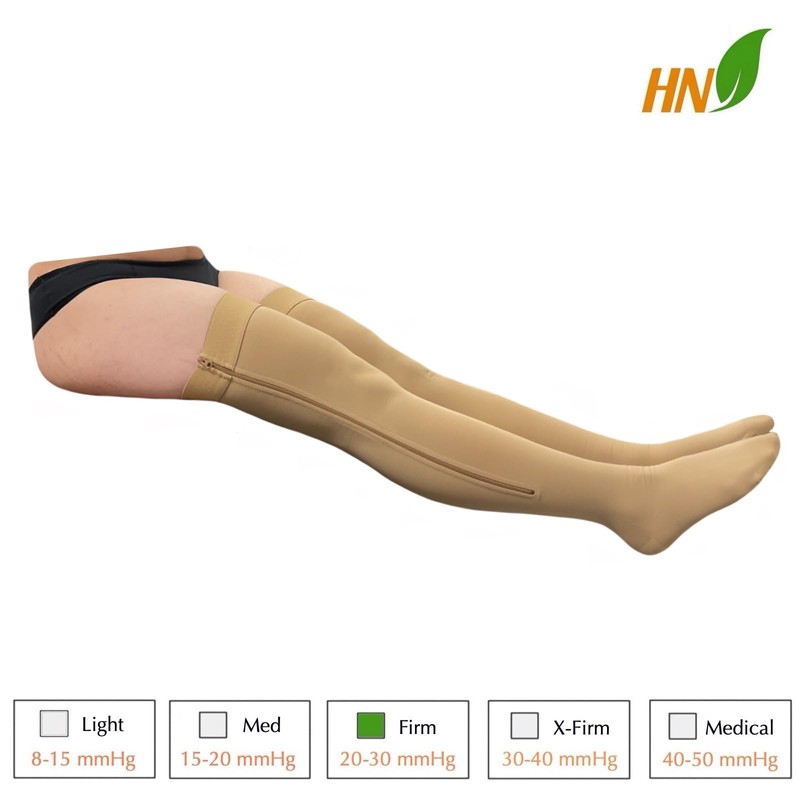 HealthyNees Thigh High 20-30 mmHg Compression Wide Stocking Zipper Closed