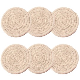 marysgift 6Pcs Drink Coasters 4.3 inches Cotton Woven Absorbent Coasters for Drinks, Heat Resistant Coaster Set for Wooden Tabletop Protection Table from Perils of Both Hot And Cold Beverages - BD0204