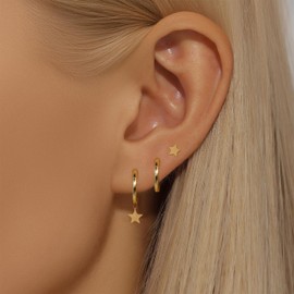 Huggie Earrings Set for Women Plated Earring Sets for Multiple Piercing Rhinestone Hypoallergenic Stackable Small Cartilage Hoop Earrings for Women Jewelry Gifts