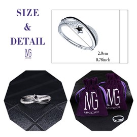 MICGIGI Women's 925 Sterling Silver Open Ring Stars Infinity Symbol Adjustable Ring with Zirconia, Silver