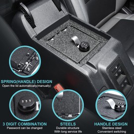 Stiueoav Center Console Safe Box - Organizer Safe Anti-Theft Box Compatible with 2021 2022 2023 Ford Bronco 2/4 Door Center Console Armrest Lock W/3 Digit Combo Password Lock