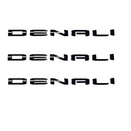 3 Pcs Denali Emblem Badge for 2019-2026 Sierra and Yukon Letters Emblems Gloss Black - Door Tailgate 1500 HD, 2500 HD, 3500 HD AT4 Nameplate Badge Replacement for Sierra Denali