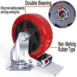 DSL 1 x Heavy Duty UNBRAKED Double Bearing 100mm Rubber Swivel Castor Wheel Trolley Furniture Caster 175KG Free Fitting