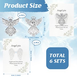 6 Sets Silver Colored Angel Sign Pins with 6 Angel Poem Cards Angel Brooch Pin Angel Pin Badges Confirmation Gifts Angel Gifts Catholic Gifts for Men Women Suit Tie Hat Tuxedo Friendship Day Gifts
