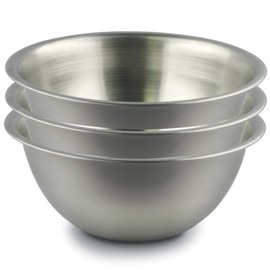 Menax - Stainless Steel Deep Mixing Bowl - Salad Bowl - Set of 3 - Ø 21 cm