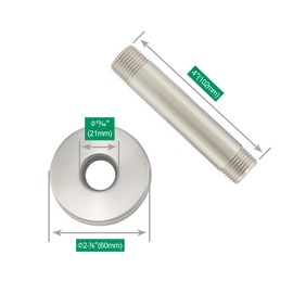 Purelux Ceiling Mount Shower Arm 4 Inches Made of Stainless Steel for Rainfall Showerhead, Brushed Nickel Finish with Gasket Flange
