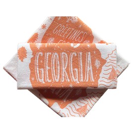 Greetings from Georgia Tea Towel, Georgia State Map, Georgia On My Mind, Single Screen Printed Cotton Kitchen Towel