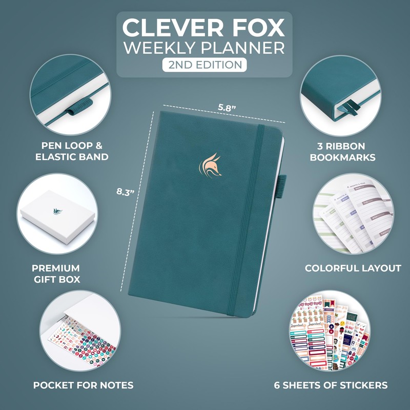 Clever Fox Planner 2nd Edition – Colorful Weekly & Monthly