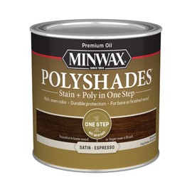 Minwax PolyShades Wood Stain + Polyurethane Finish – ½ Pint, Espresso, Satin, Black