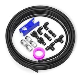 TAILONZ PNEUMATIC Black DOT Air Line 1/4 Inch OD 12 PA12 Nylon Air Tubing Kit, Push to Connect Fittings Pipe Hose Air Line Tubing,Compression Fitting Kit 12 Meter 39ft