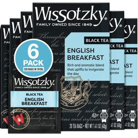 Wissotzky English Breakfast Black Tea (6 Pack - 120 Tea Bags) | Robust & Invigorating Tea | Antioxidant Rich | Energizing Black Tea Bags