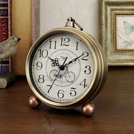 Maxspace Table Clock 5.2 in Non-Ticking Retro Vintage Silent Desk Clock Battery Operated Small Decorative Alarm Clock with Large Numerals & HD Glass for Bedroom Indoor Decoration