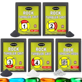 Rock Tumbler Grit and Ceramic Tumbling Media 2 Pounds, Polish Up to 13 lbs. of Rocks, Polish Refill Media Kit, Compatible with Any Tumbler (4 Step + Tumbling Media)