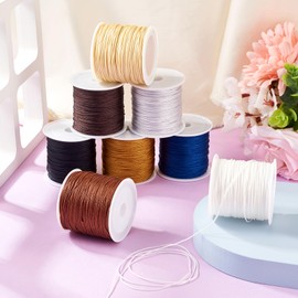 FASHEWELRY 8 rollos de cuerda de nailon para hacer pulseras y joyas, cordón de nudo chino café 0,8 mm para manualidades de amistad, adorno para decoración del cabello