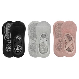 Ttdesefu Non Slip Socks for Women Girls Yoga Pilates Socks, Trainer Socks Grippy Socks Floor Sock Anti-Slip Grips & Straps, Breathable Socks for Fitness Ballet(3 Pairs)