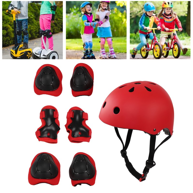 7pcs/set Children Safety Helmet Knee Elbow Pad Sets Breathable Riding