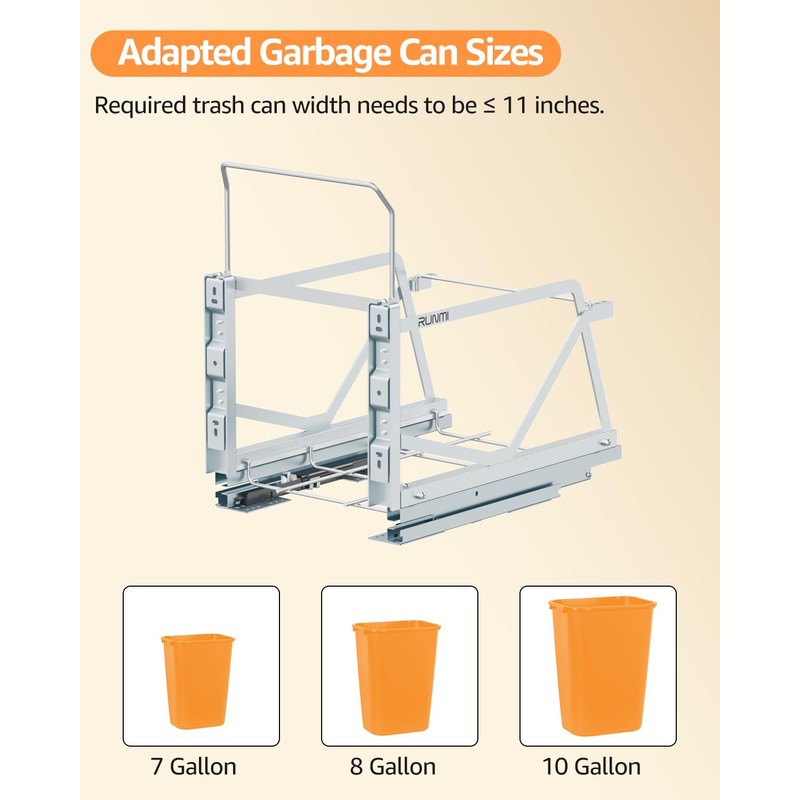 RUNMI Pull Out Trash Can Under Cabinet with Soft-Close Slides,Under