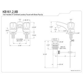 Kingston Brass KB161B American Twin Acrylic Handle 4-Inch Centerset Lavatory Faucet, Polished Chrome