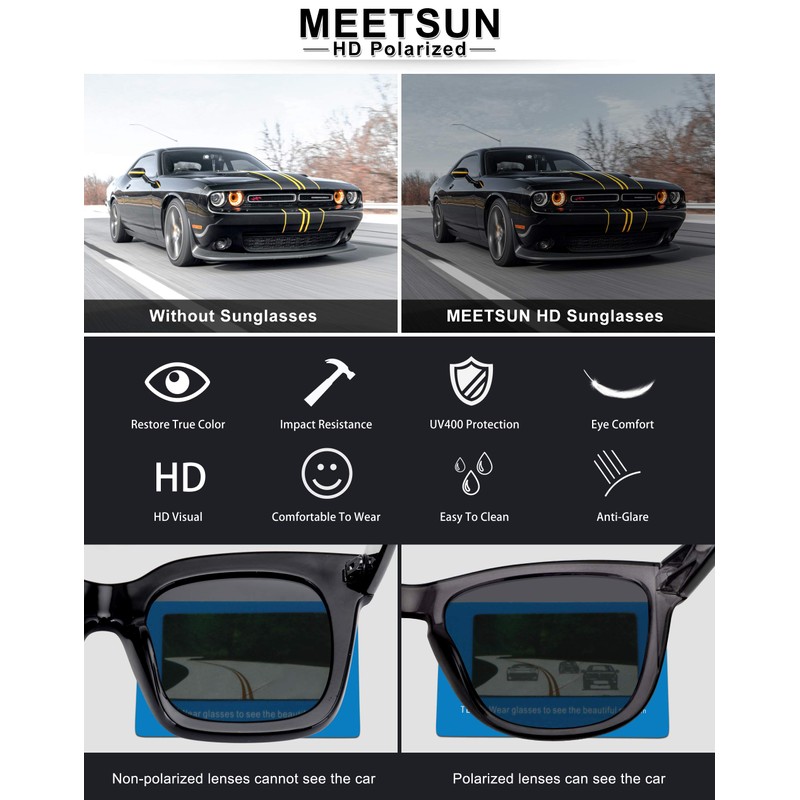MEETSUN Polarized Sunglasses for Women Men Classic Retro Designer Style