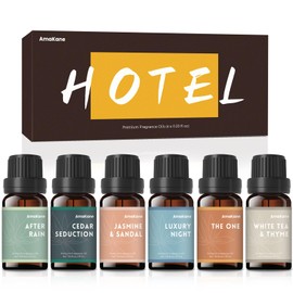 AmaKane Hotel Diffuser Oils, Hotel Scent Essential Oil, Fragrance Oil for Candle Making, Soap Scents for Making Soap, Aromatherapy Oils 6x10ml, Luxury Night, White Tea& Thyme, Jasmine& Sandal, More