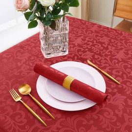 Horbaunal 12 Pack Damask Cloth Napkins 17 x 17 Inch, Jacquard Table Cloth Napkins Set of 12 Square Satin Napkins Fabric Dinner Napkins for Wedding Party Banquet, Red