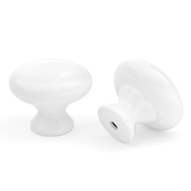 goldenwarm 10 Pack White Cabinet Door Knobs 33mm Round Drawer Knobs Glossy White Cupboard Knobs Kitchen Door Knobs Mushroom Shape Kitchen Pull Handle