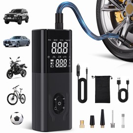 Tire Inflator Portable Air Compressor, 180PSI Air Compressor for Car, 6X Faster Air Pump with Digital Pressure Gauge, Tire Pump with Dual Mode Inflation for Car, Motorcycle, Bike and Ball
