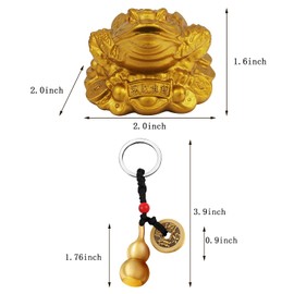 3 Pieces Feng Shui Money Frog Chinese Knot Lucky Coins Feng Shui Brass Wu Lou with Coins Keychain for Longevity Travel Safely Wealth Success and Good Luck with 1 Blessing Card and 1 Red Blessing Bag