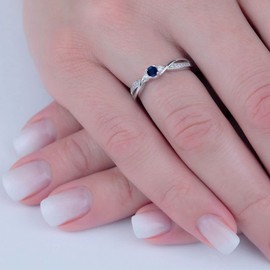 SILVEGO Women's Ring 925 Sterling Silver with Genuine Sapphire, Silver, Sapphire