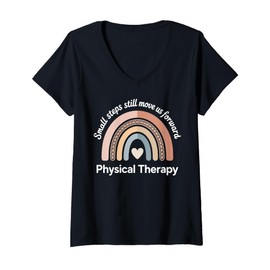 Womens Small Steps Still Move Us Forward Physical Therapy Pediatric V-Neck T-Shirt